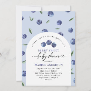 Invitación Watercolor Blueberry Baby