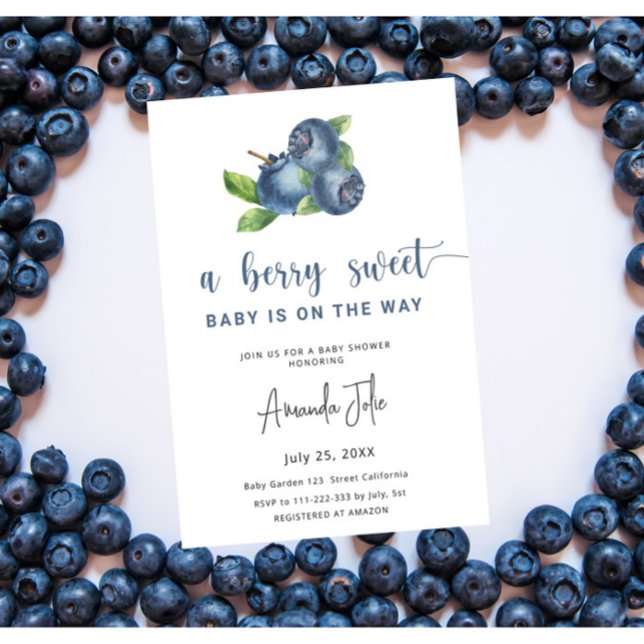 Invitación Watercolor Blueberry Baby Shower (Subido por el creador)