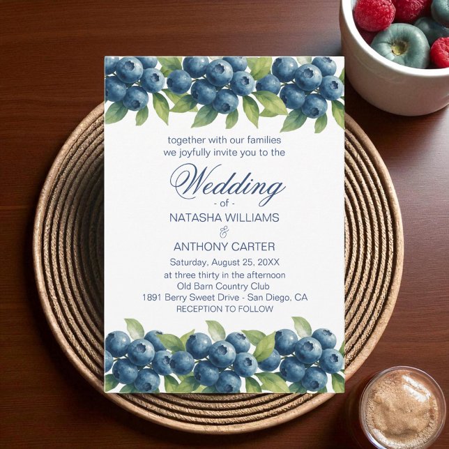 Invitación Watercolor Blueberry Wedding Invitation (Subido por el creador)