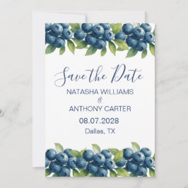 Invitación Watercolor Blueberry Wedding Save the Date