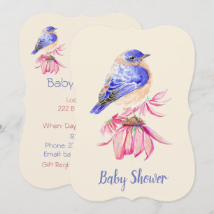 Invitación Watercolor Bluebird Boy o Chica Baby Shower