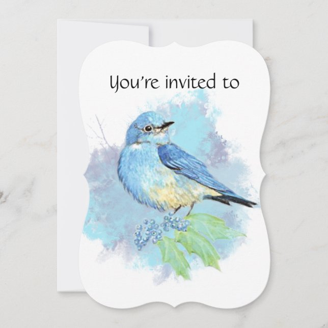 Invitación Watercolor Bluebird Garden Bird (Anverso)