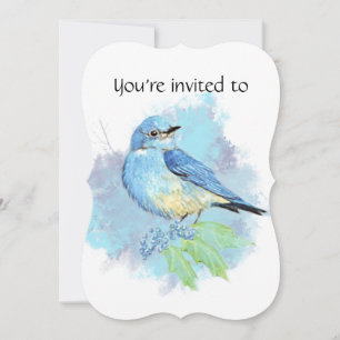 Invitación Watercolor Bluebird Garden Bird