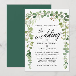 Invitación Watercolor Boda de caligrafía moderna botánica