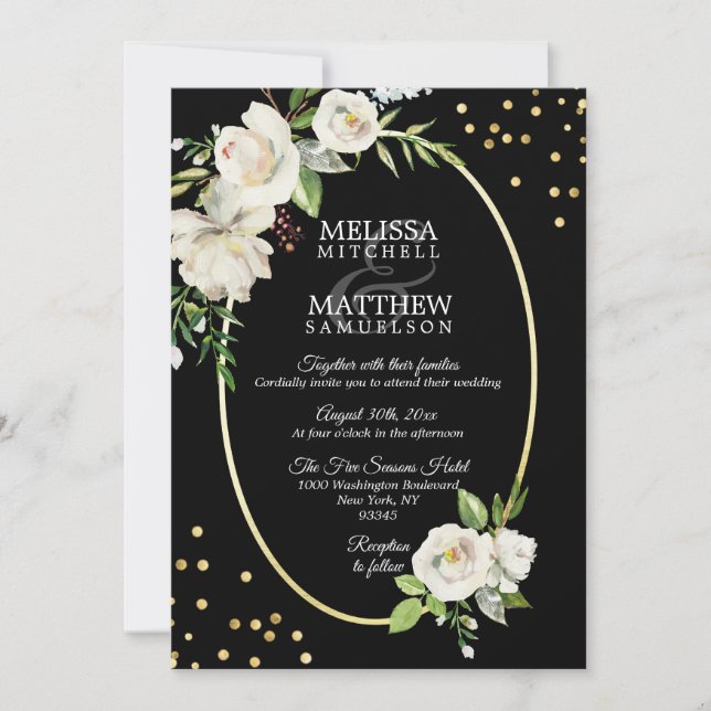 Invitación Watercolor BODA de la flor blanca antigua (Anverso)