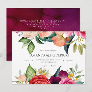 Invitación Watercolor Boho Boda Floral