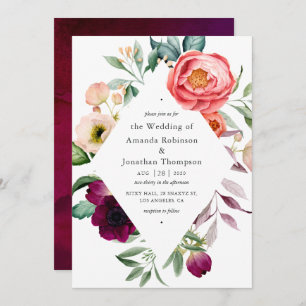 Invitación Watercolor Boho Boda Floral