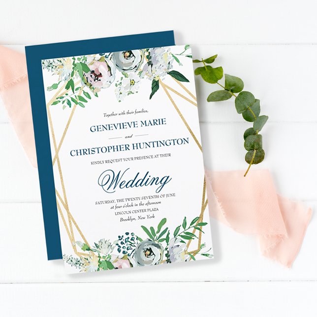 Invitación Watercolor Boho Boda Geométrico Floral (Subido por el creador)