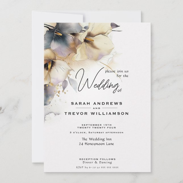 Invitación Watercolor Boho Calla Lily Floral (Anverso)