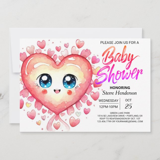 Invitación Watercolor Boho Chica (Anverso)