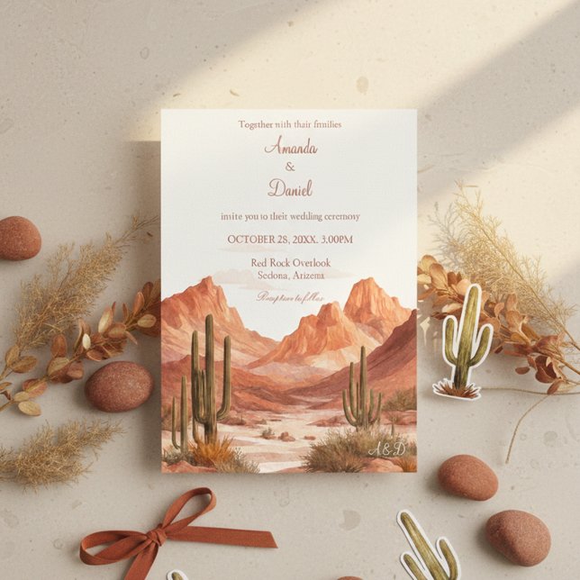Invitación Watercolor Boho Desert Mountain Southwest Wedding  (Subido por el creador)