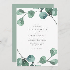 Invitación Watercolor Boho Eucalyptus Greenery Boda