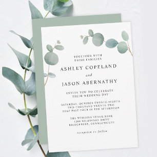 Invitación Watercolor Boho Eucalyptus Greenery Boda