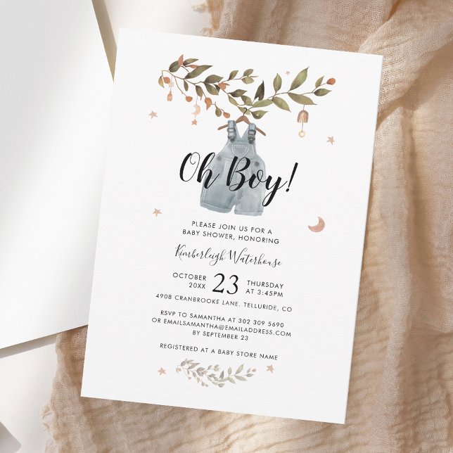 Invitación Watercolor Boho Fall Boy Baby Shower (Watercolor Boho Fall Boy Baby Shower Invitation)