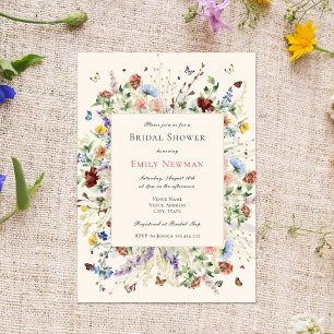 Invitación Watercolor Boho Flor silvestre ducha de novia