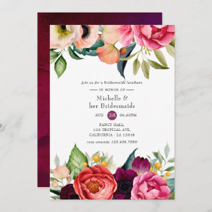 Invitación Watercolor Boho Floral Bridesmaids Luncheon