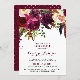 Invitación Watercolor Boho Floral Otoño Baby Shower