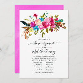 Invitación Watercolor Boho Moda Floral Baby Shower por correo