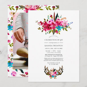 Invitación Watercolor Boho Moda Floral Celebración de la vida