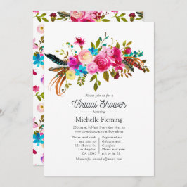 Invitación Watercolor Boho Moda Floral Virtual Baby Shower