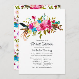Invitación Watercolor Boho Moda Floral Virtual Baby Shower