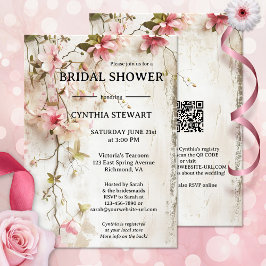 Invitación Watercolor Boho Moda Pink Floral Bridal Shower