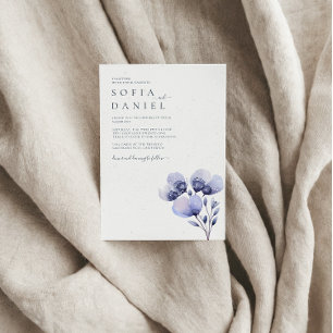 Invitación Watercolor Boho Morado Floral Boda de Invierno