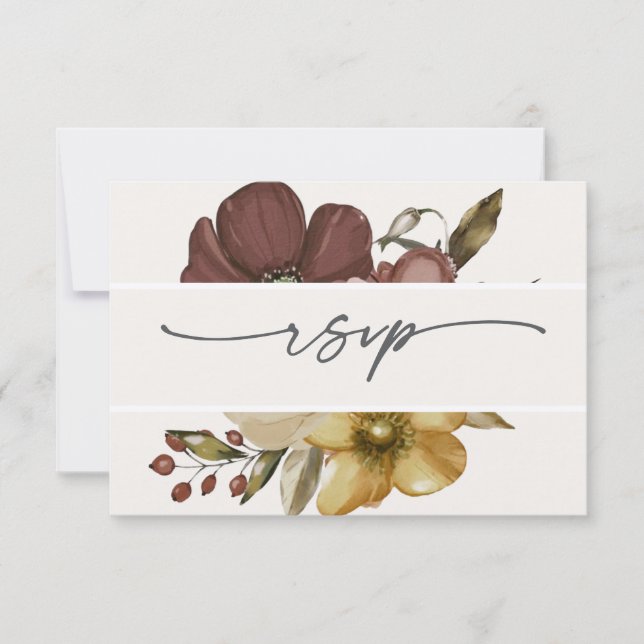Invitación Watercolor Boho Neutral Wedding RSVP (Anverso)