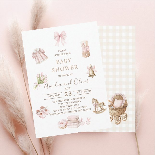 Invitación Watercolor Boho Nursery girl  baby shower (Subido por el creador)