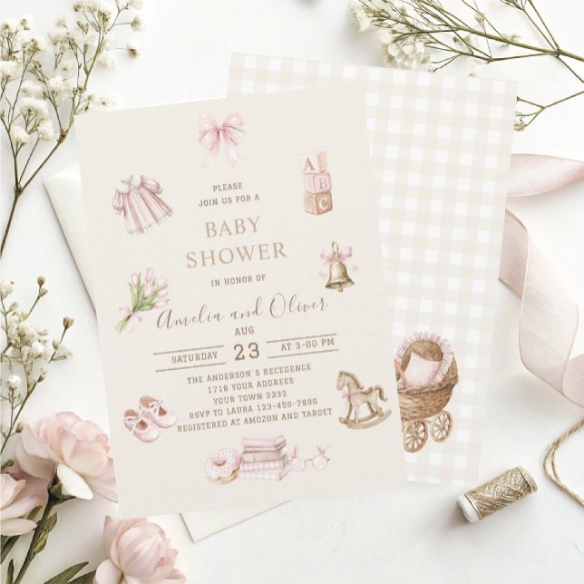 Invitación Watercolor Boho Nursery girl  baby shower (Subido por el creador)