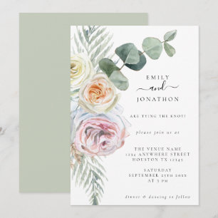 Invitación Watercolor Boho Pastel Florals Eucalyptus Boda