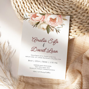 Invitación Watercolor Boho Peonies Boda Floral