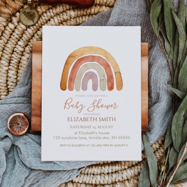 Invitación Watercolor Boho Rainbow Baby Shower (Subido por el creador)