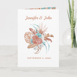Invitación Watercolor Boho Terracotta Floral Autumn Boda