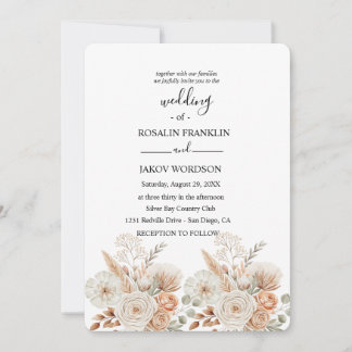 Invitación watercolor boho wedding Invitation