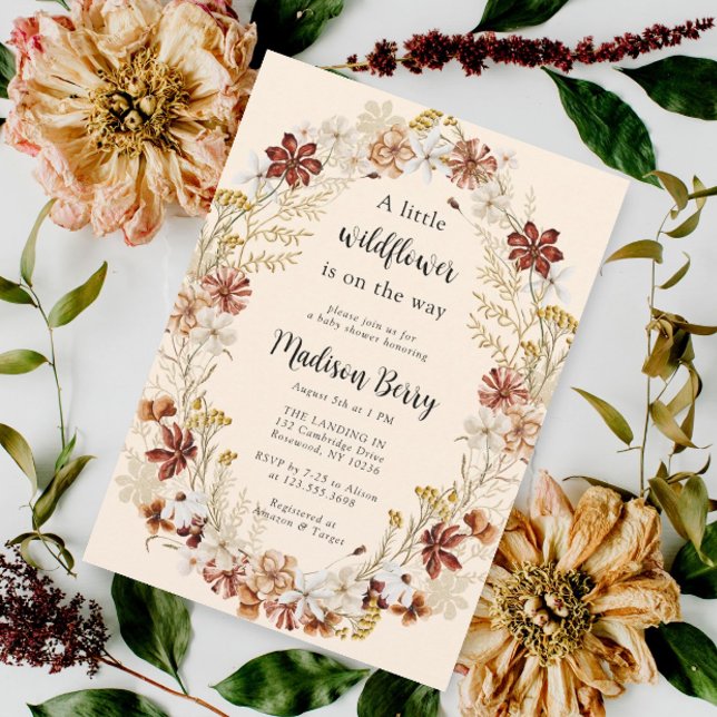 Invitación Watercolor Boho Wildflower Baby Shower (Subido por el creador)