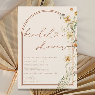 Invitación Watercolor Boho Wildflowers Ducha de novias