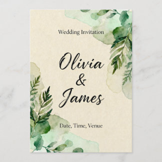 Invitación Watercolor Botanical Leaves Invitation