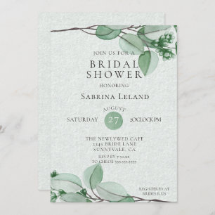 Invitación Watercolor Botánico Bridal Shower Green