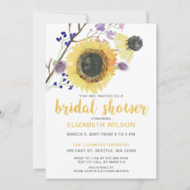 Invitación Watercolor Botánico Sunflowers Bridal Shower