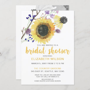 Invitación Watercolor Botánico Sunflowers Bridal Shower