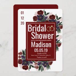 Invitación Watercolor Bouquet Botany Borgoña Ducha de novia