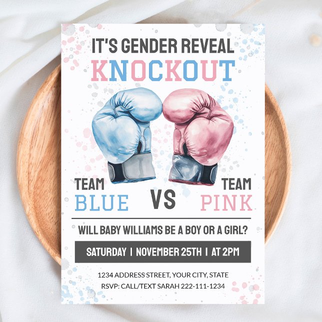 Invitación Watercolor Boy or Girl Boxing Gender Reveal (Subido por el creador)