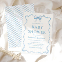 Watercolor Boy Ribbon Dusty Blue Bow Baby Shower