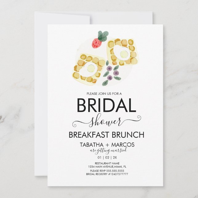 Invitación Watercolor Bridal Shower Breakfast Huevos Brunch (Anverso)