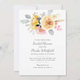 Invitación Watercolor Bridal Shower Floral Moderna Botánica