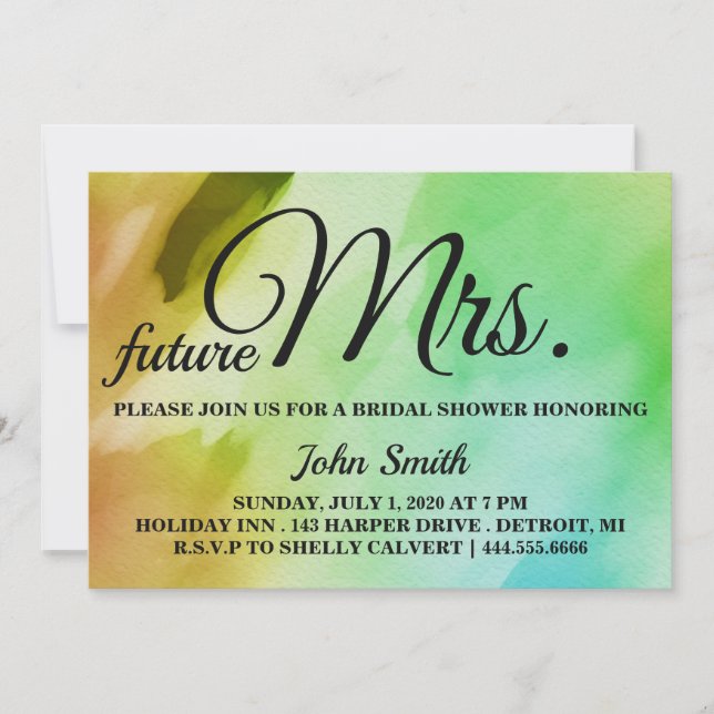 Invitación Watercolor Bridal Shower Future Sra. (Anverso)