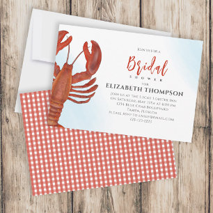 Invitación Watercolor Bridal Shower Red Lobster Costa