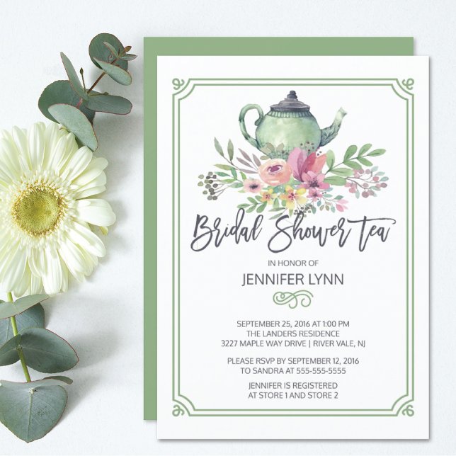 Invitación Watercolor Bridal Shower Tea Wedding Ducha Invitad (Subido por el creador)