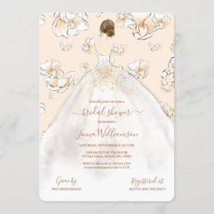Invitación Watercolor Brunette Bride Bridal Shower